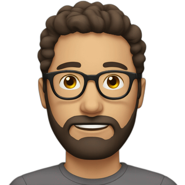 man with dark beard, round clear glasses and brown hair emoji