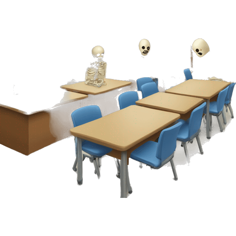 classroom with skelet emoji