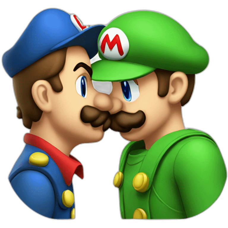 Luigi kissing Mario emoji