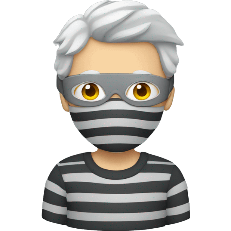 Burglar with eye mask and striped jumper and grey hair emoji