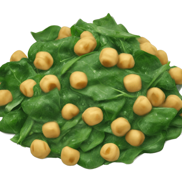 large chickpea bowl with spinach emoji