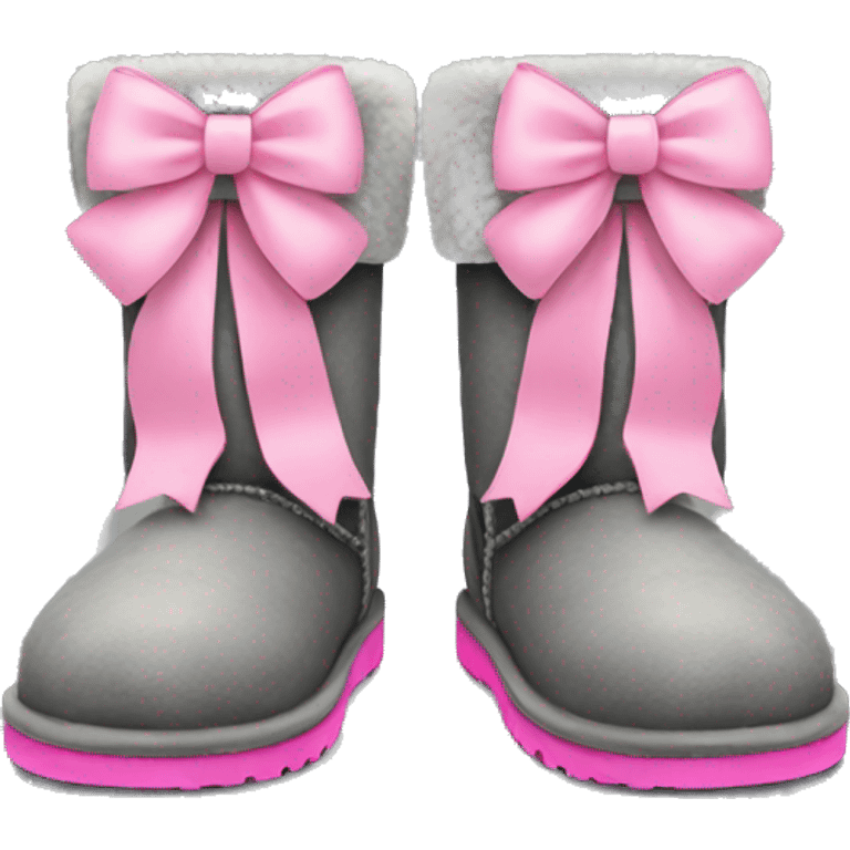 grey ugg boots with pink bows emoji