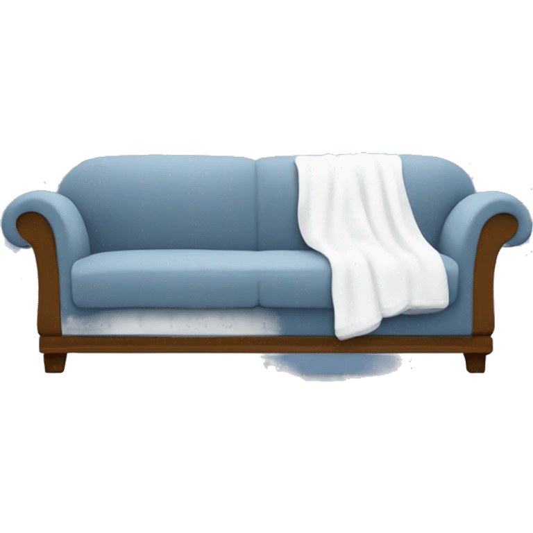 A comfy couch silhouette in Slate Blue, with a white throw blanket using #6A5ACD emoji