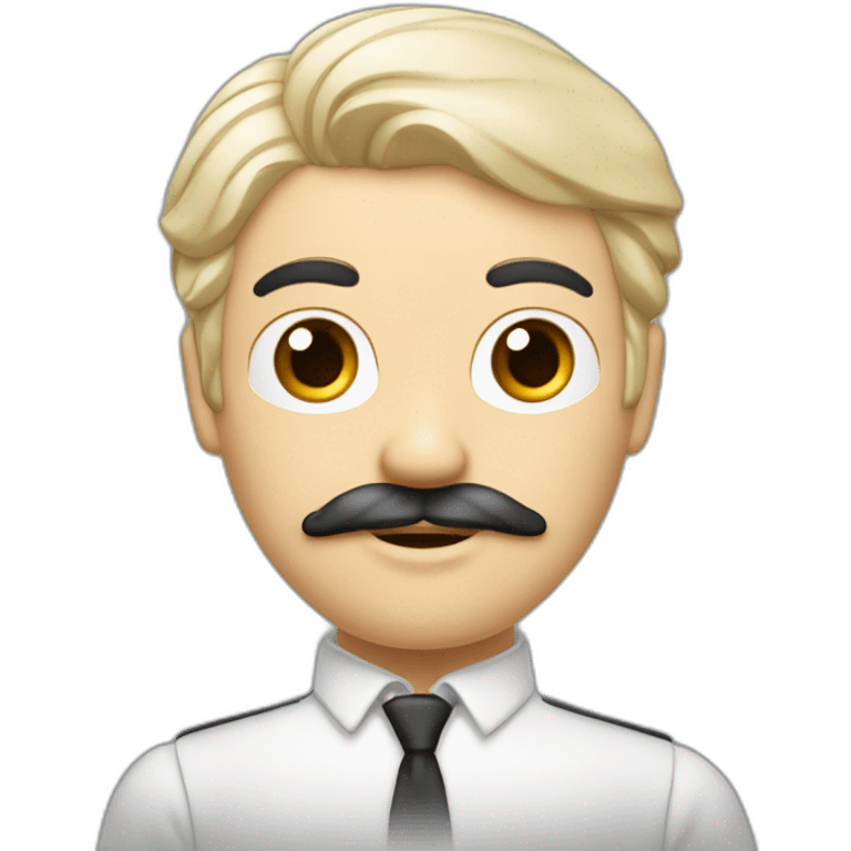 homme blanc avec cheveux noir avec une moustache carré les cheveux lisse plaqué sur le côté emoji