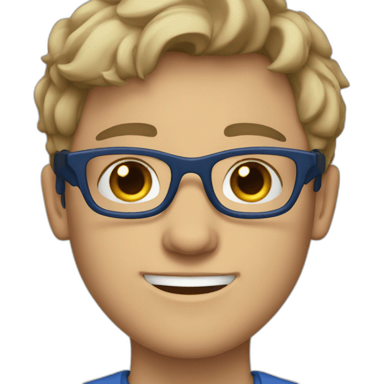 Brunette white boy with blue eyes with glasses emoji