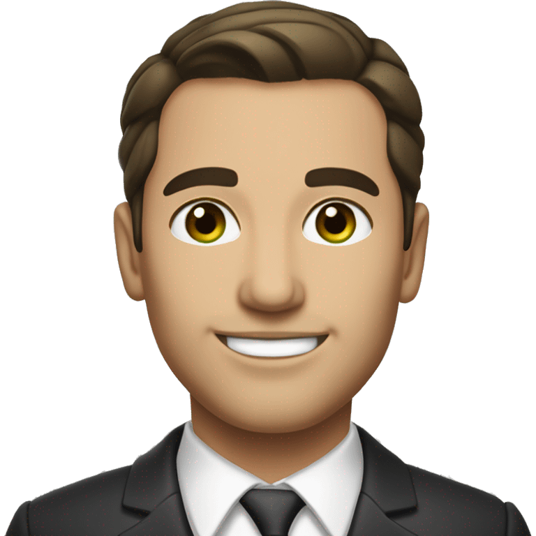 Lawyer with a thin build, dark brown hair slicked back without parting, and gray-green eyes, smiling emoji