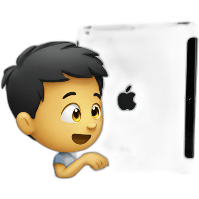 Boy watching ipad emoji