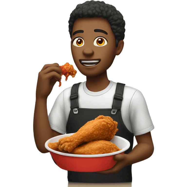 a person eating fried chicken emoji