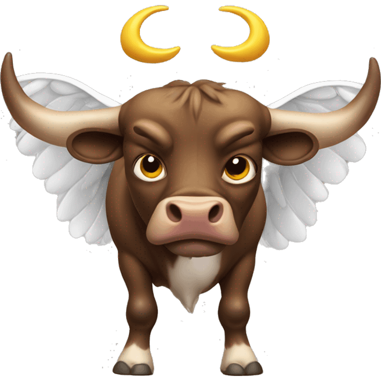 A bull human headed has wings and five legs emoji