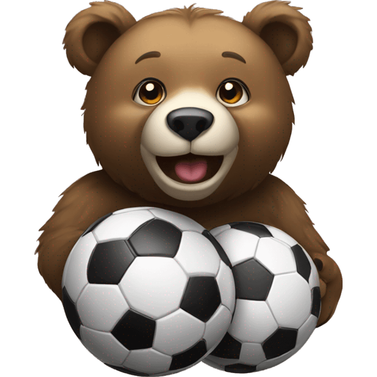 Bear with soccer ball emoji