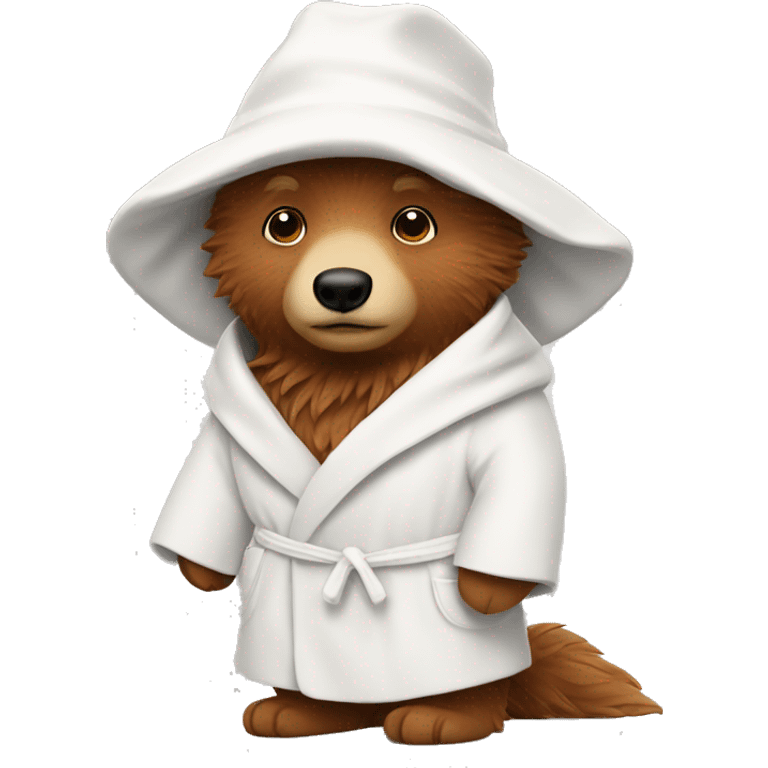 Paddington wearing a white bath robe emoji