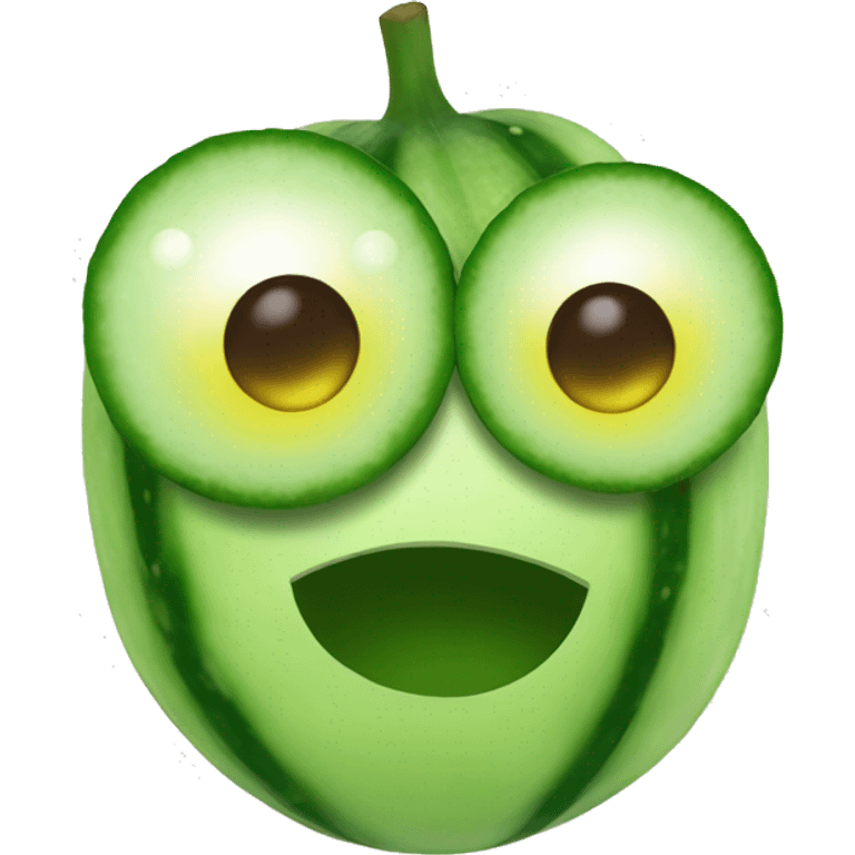 Smiley emoji with cucumbers on eyes emoji