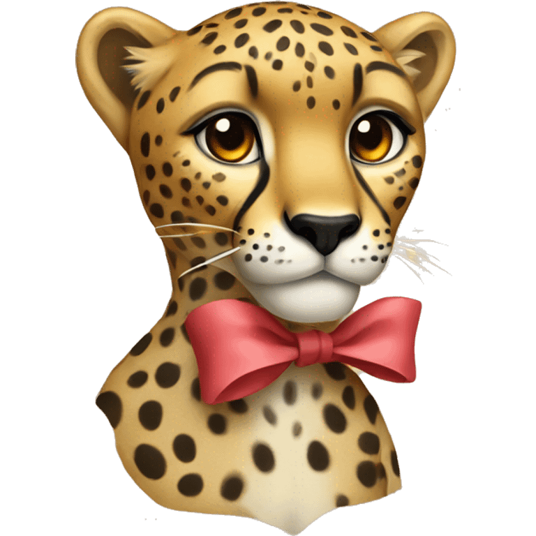 A cheetah with a bow rawing emoji