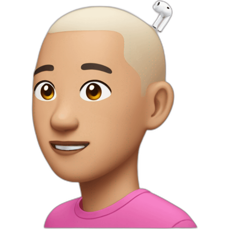 asian with pink buzzcut and airpods max emoji