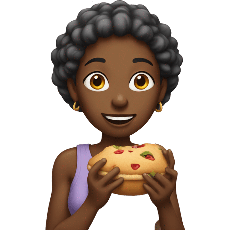 Black lady eating emoji