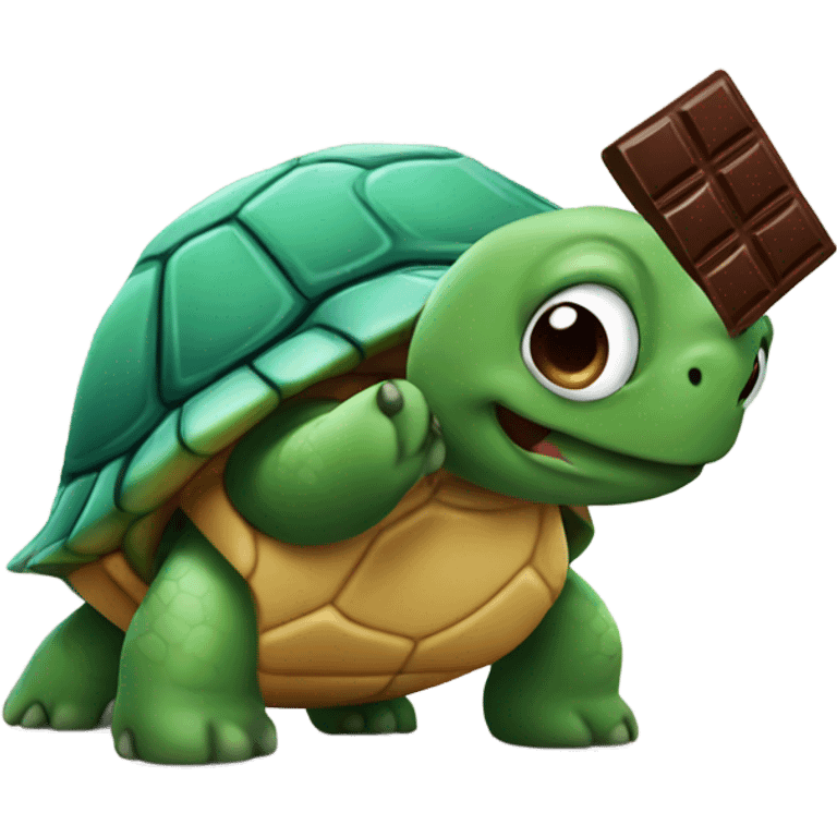 Turtle eating chocolate  emoji