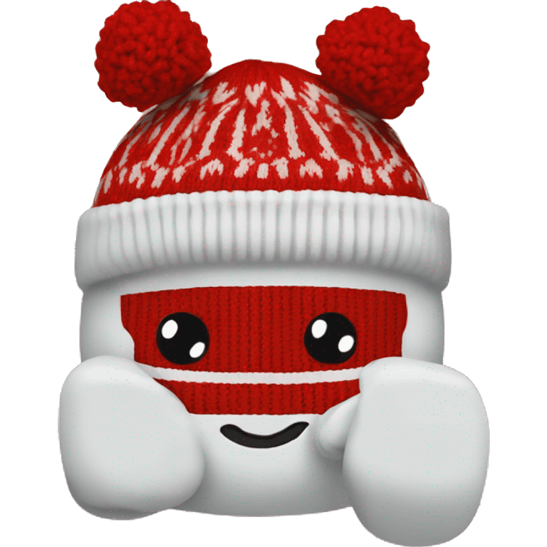 mittens knitted hat in red emoji