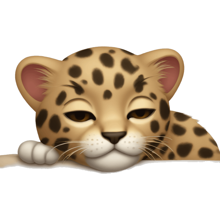 leopard kitten face sleeping emoji