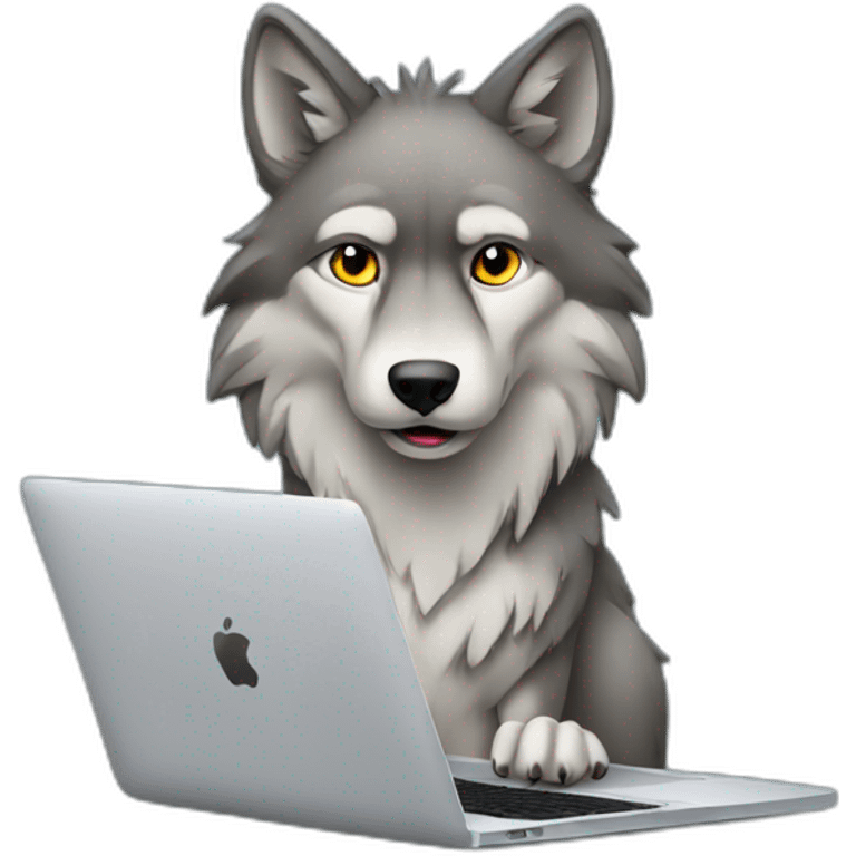 wolf with macbook emoji