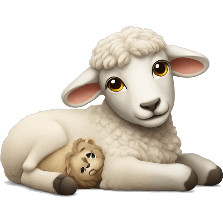 Lamb and lion laying down  emoji