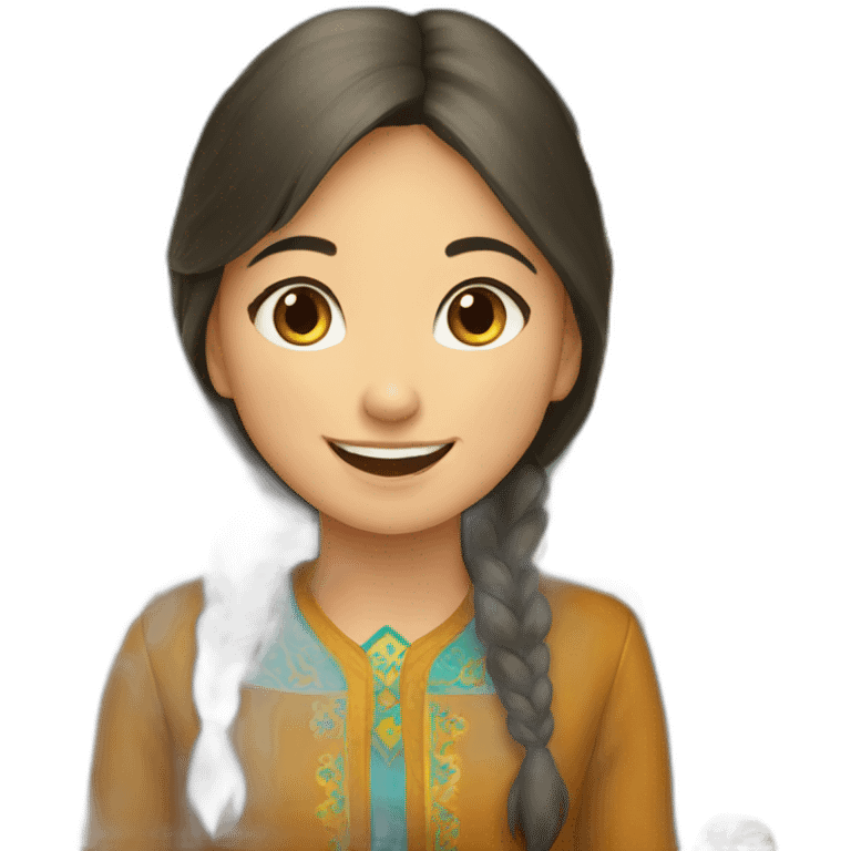 happy kazakh girl 8 march emoji