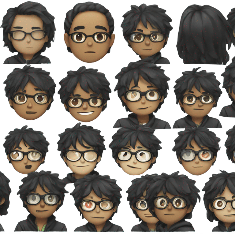 Anime boy with foggy glasses and black hair emoji