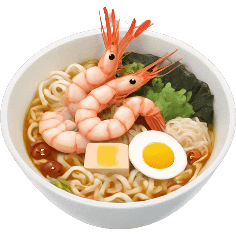 shrimp ramen bowl with pork and fishcake emoji