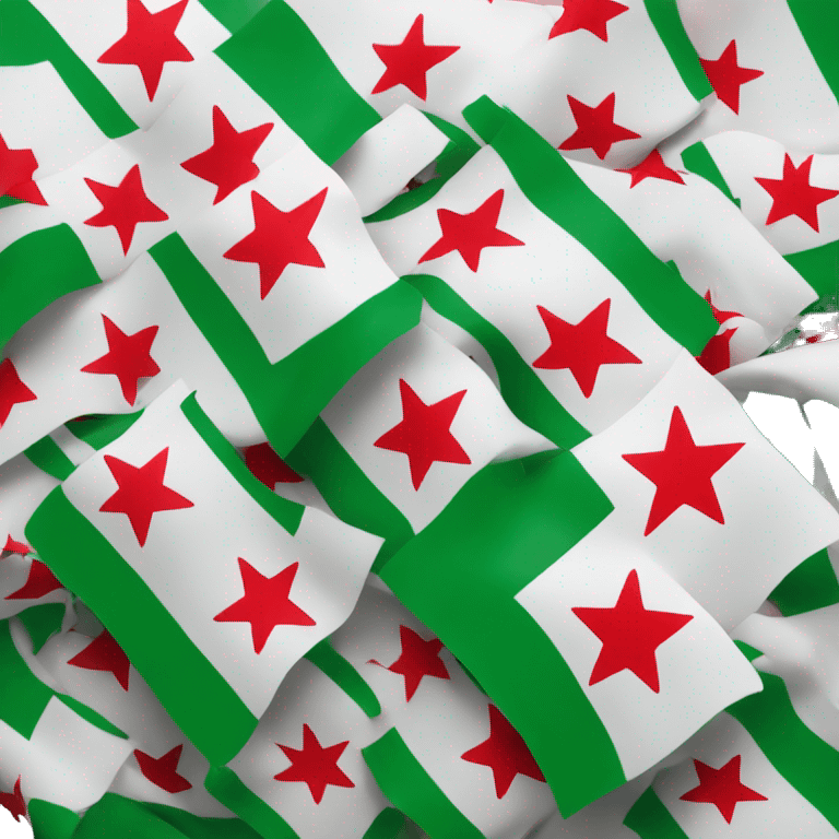 Independent Syria flag with 3 red stars in the middle and green on top and black in the bottom  emoji