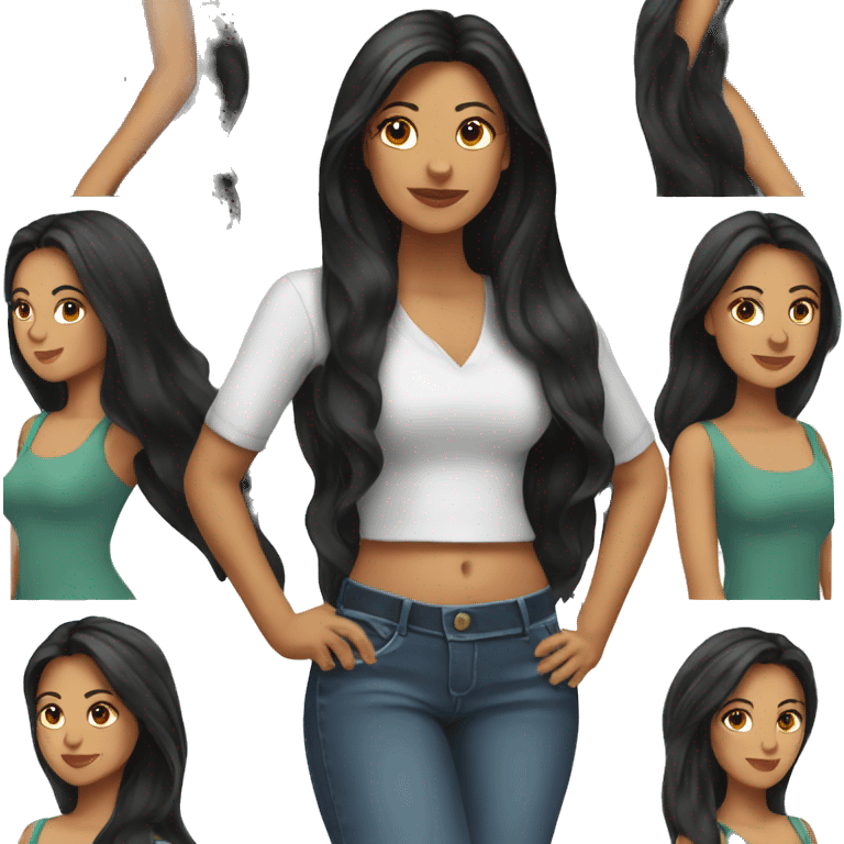 High pretty Latina with long black hair emoji