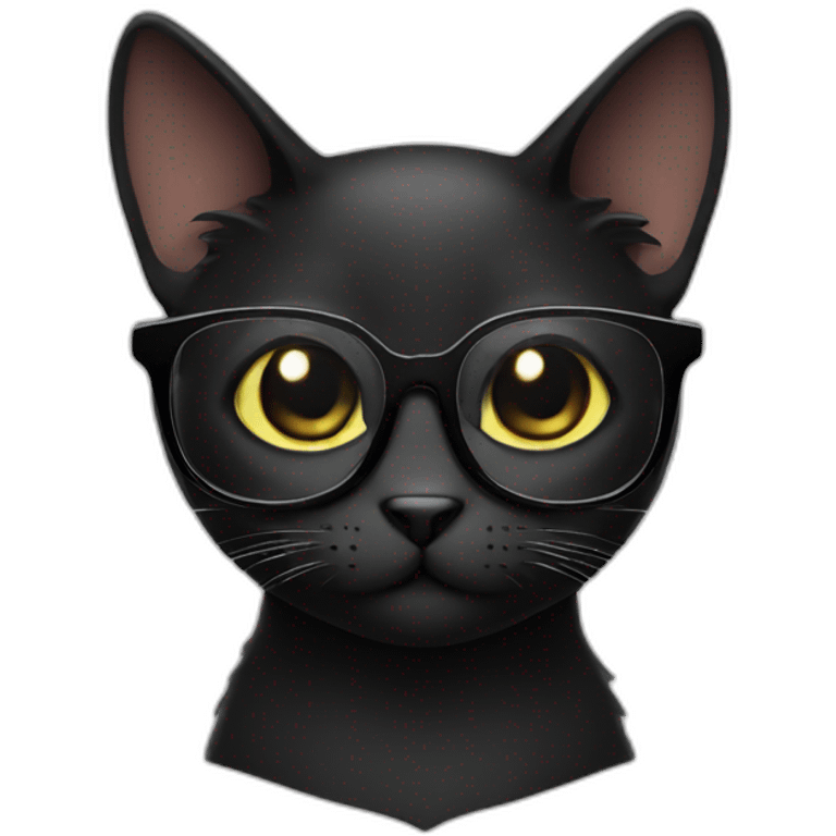 Black cat with glasses emoji