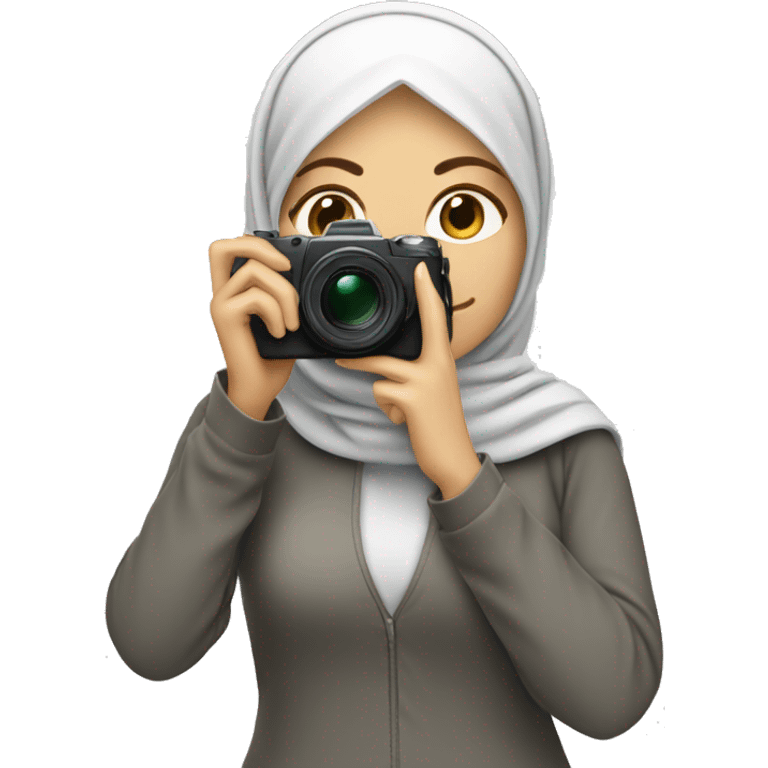 White-woman-wearing-hijab-taking-photos-with-camera emoji