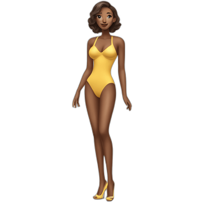 sexy woman on high heels swimming suit long legs posing emoji