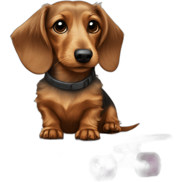 Wire haired Dachshund on a skateboard emoji