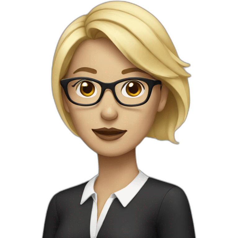 blonde woman dressed formally and wearing glasses emoji