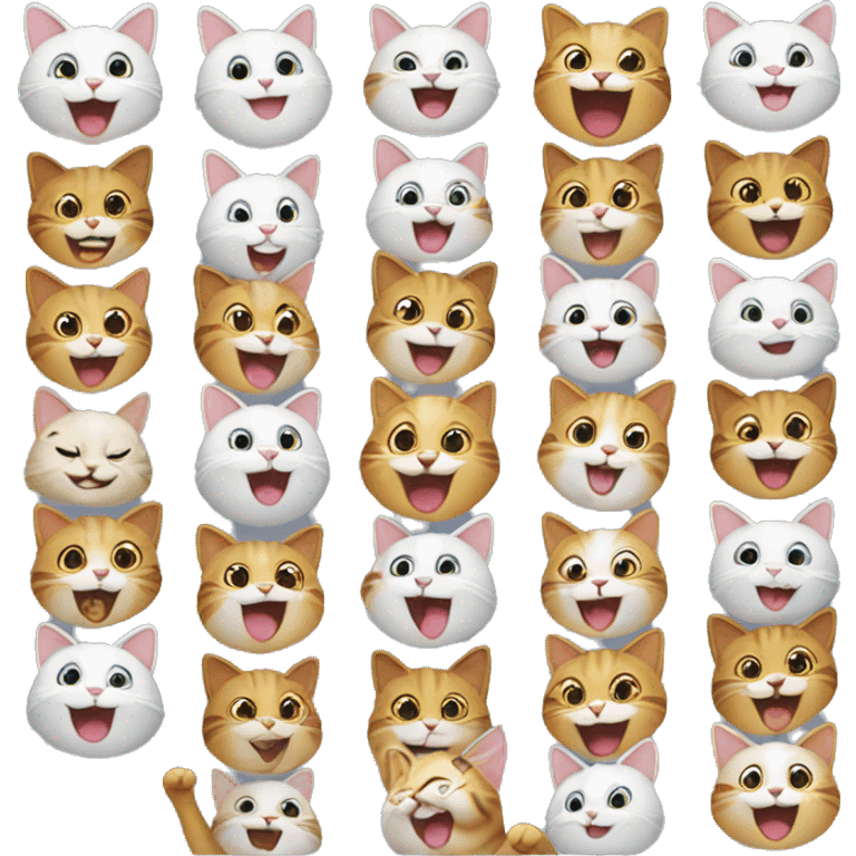 12 happy cats cheering emoji