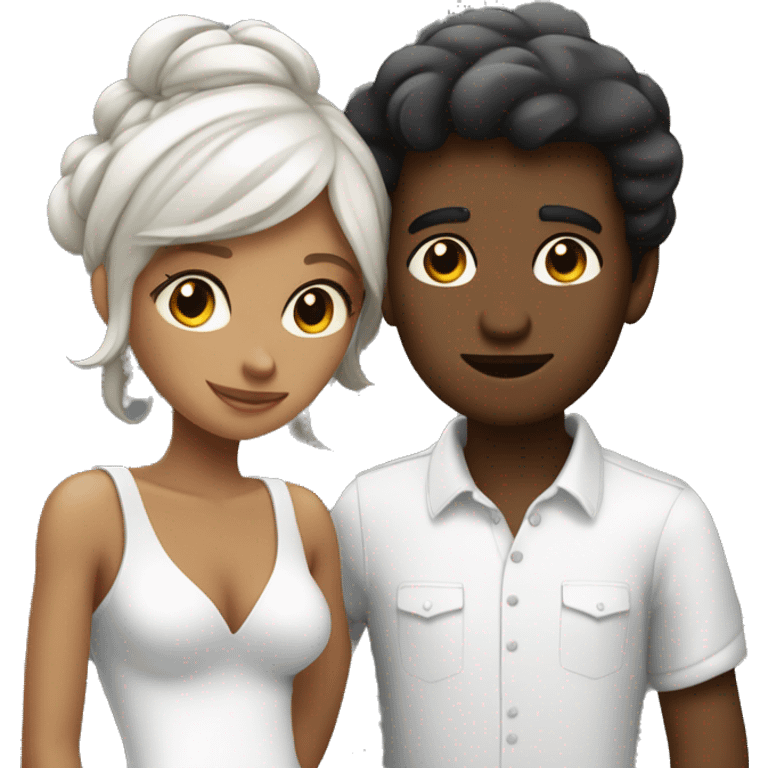 Fille noir Garçon blanc couple amour emoji