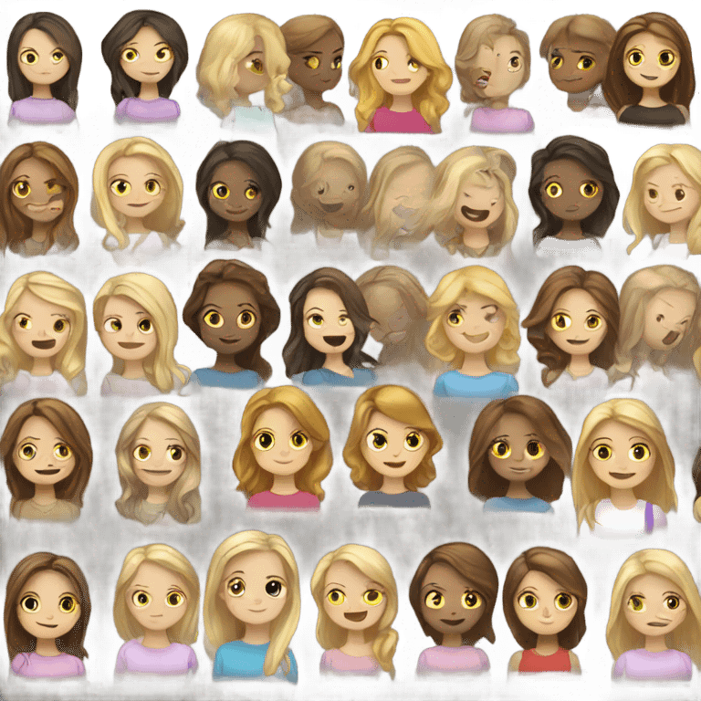 One girl with brown hair one girl with blonde hair  emoji