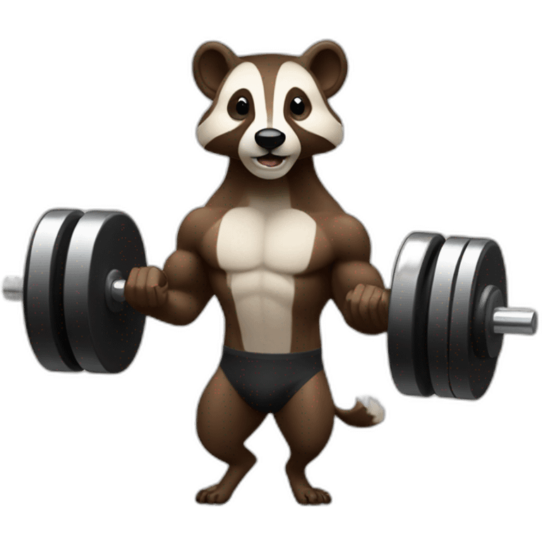 badger with muscles lifting weights emoji