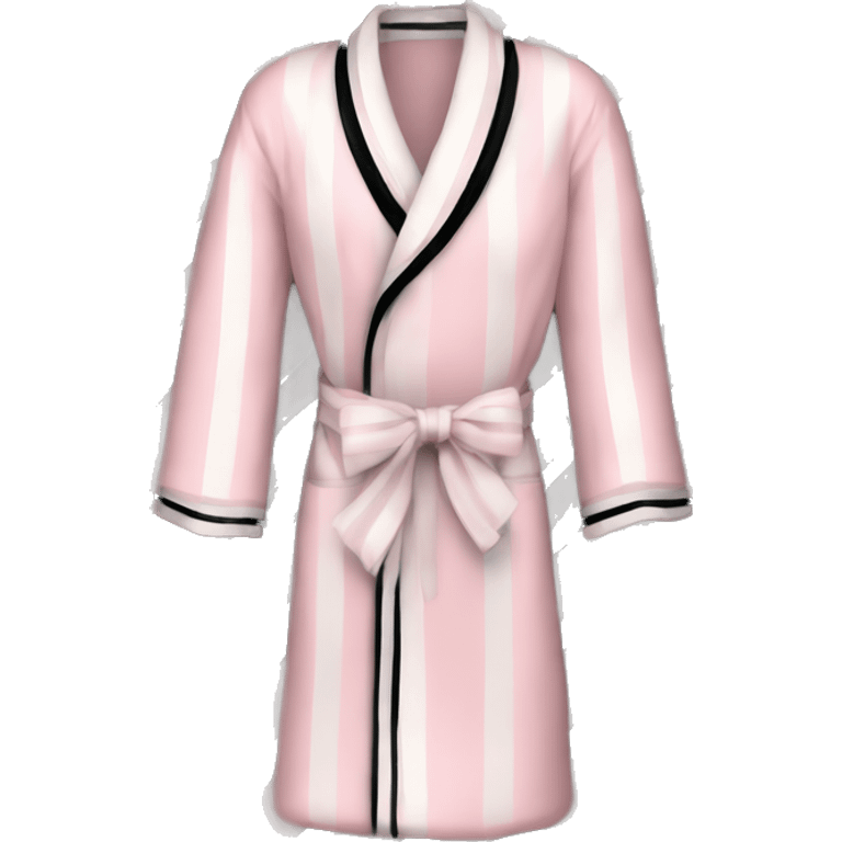 pale pink robe with white stripes and black ribbon, silk emoji