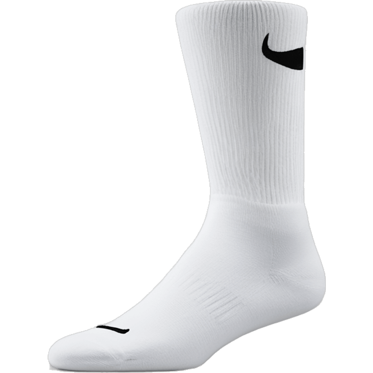 White crew cut socks with black Nike logo emoji