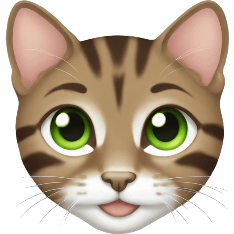 extremely cute brown tabby kitten with green eyes emoji