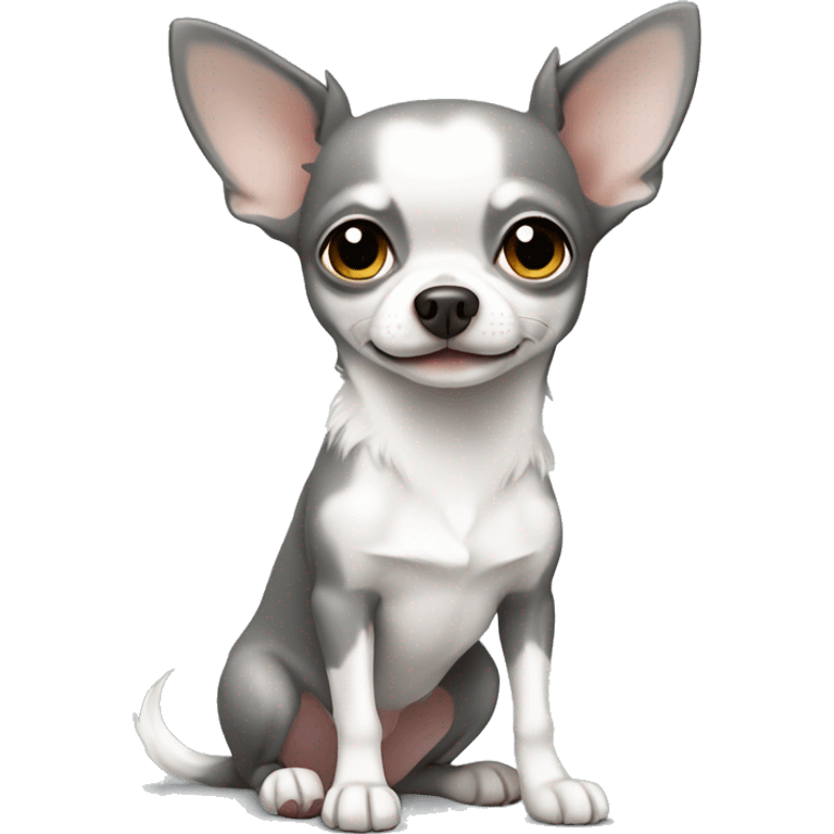 Grey and white chihuahua sitting full body  emoji