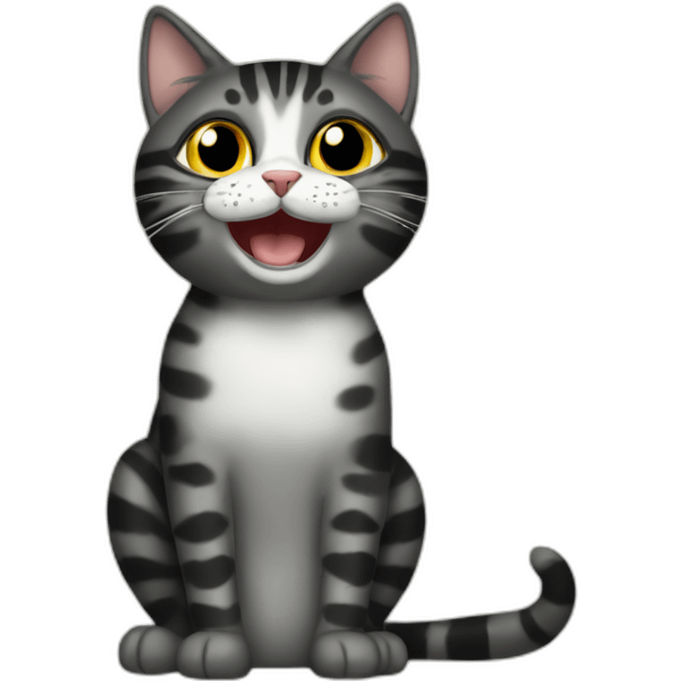 Black mackerel tabby cat singing emoji