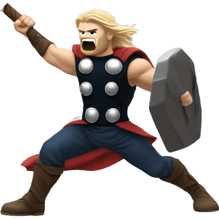 thor smashing the hammer to the ground and hav ng an explosion around the hammer emoji