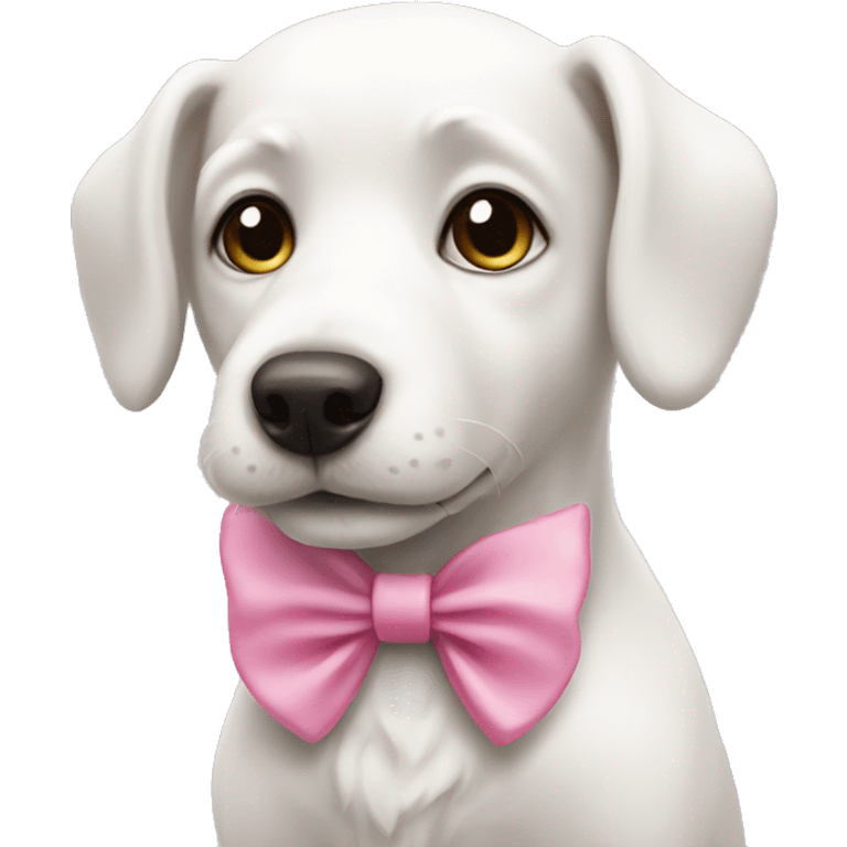 a white dog with a Pink bow emoji