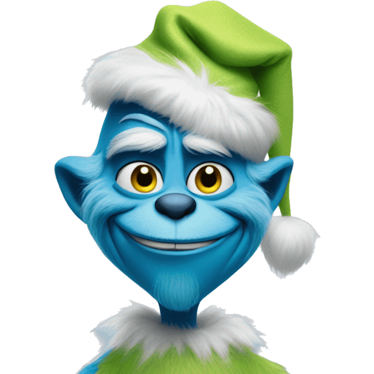 blue grinch smirking emoji