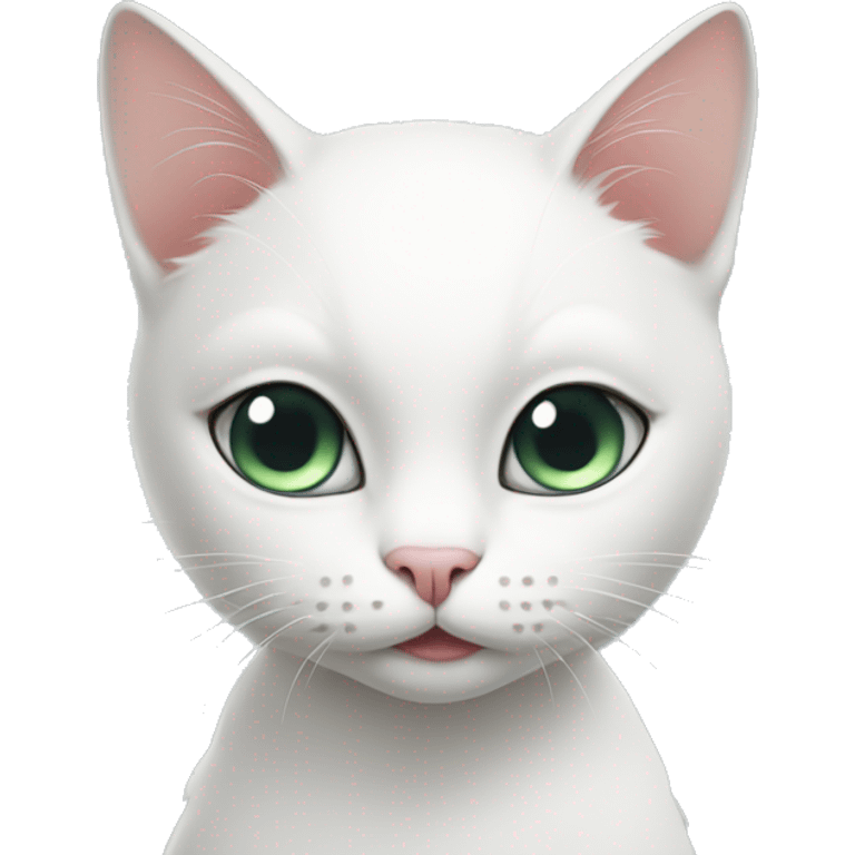 white cat with coquette emoji