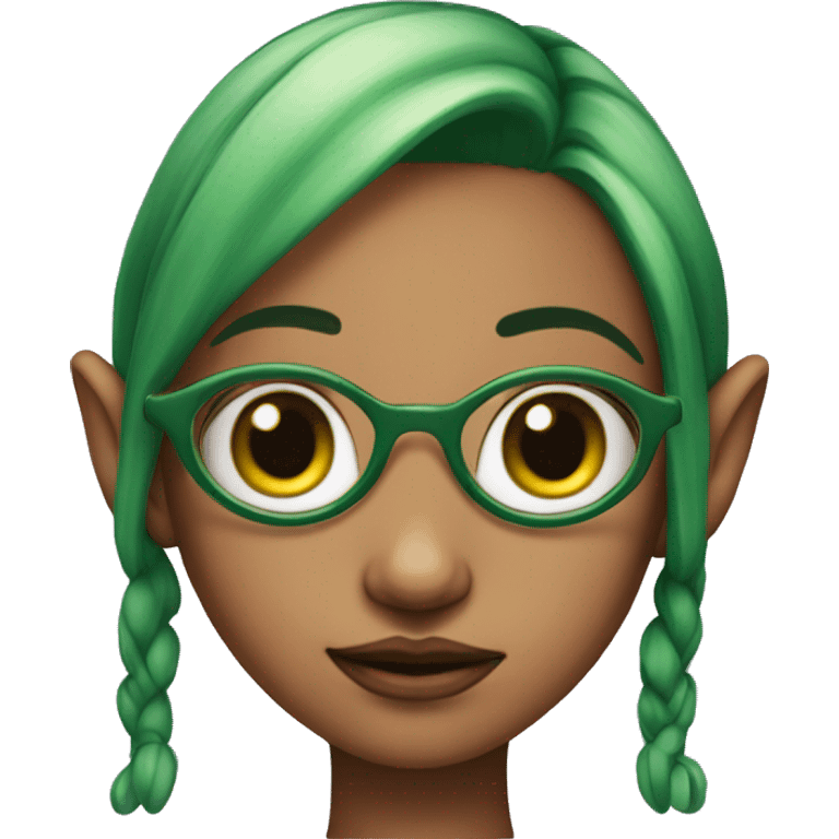 pink skin with four eyes girl with green hair and elf like ears  emoji