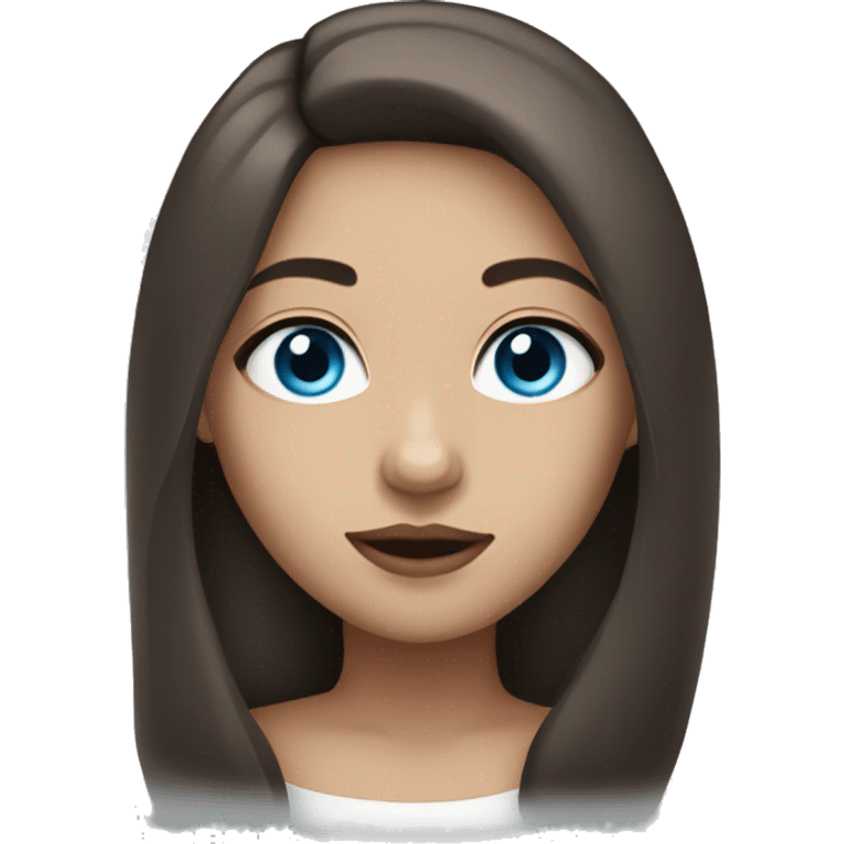 girl with long hair, dark brown hair, blue eyes and full lips emoji