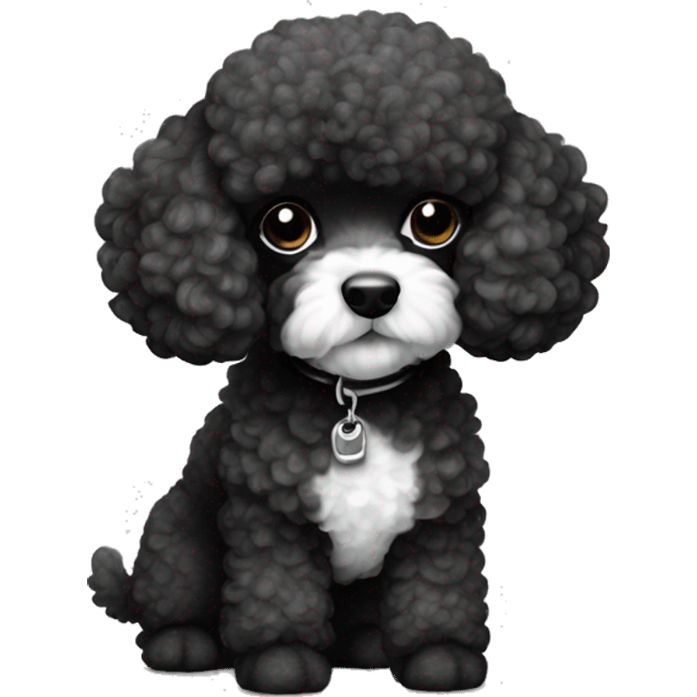 half Black and white toy poodle emoji